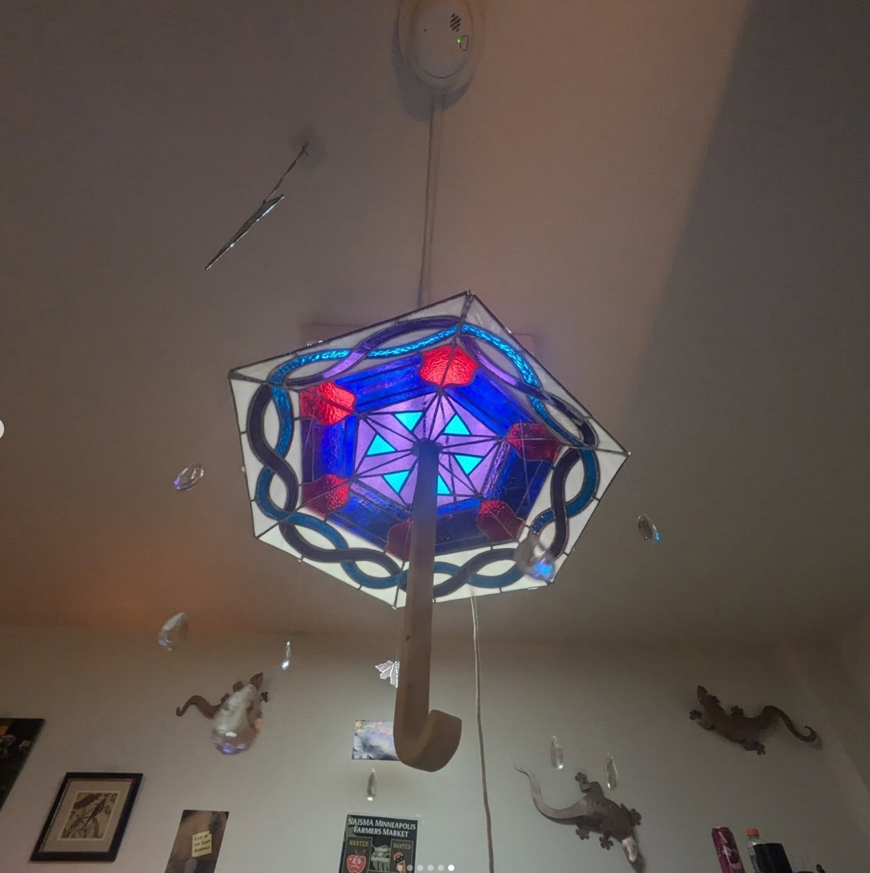 Light Rain — stained glass chandelier