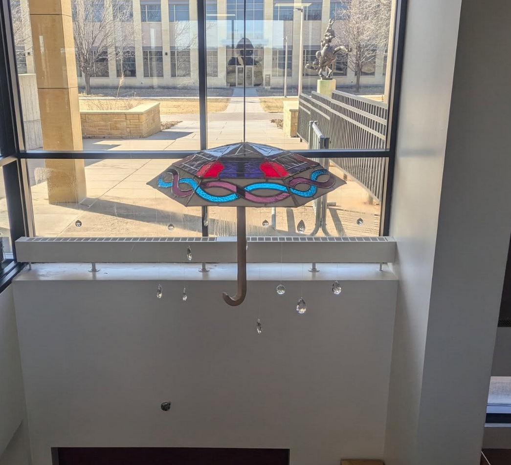 Light Rain — Stained glass umbrella panel by Sam Teff